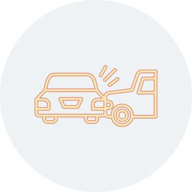 araba kazası simgesi, ince çizgi çizimi, çember ana hatlı vektör web tasarımı.