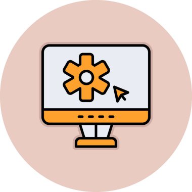 Düz dizayn tarzında bir dişlinin vektör simgesi