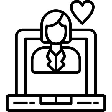 Kalp simgesine sahip bilgisayar masaüstü, basit tasarım