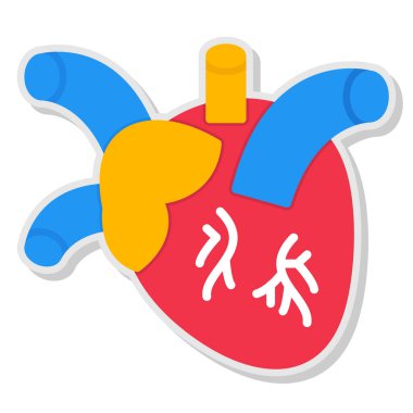 kalp organ simgesi, vektör illüstrasyonu.