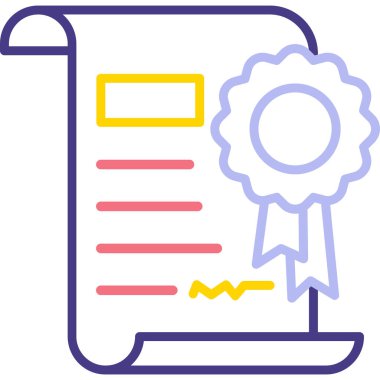 Sertifika simgesi, vektör illüstrasyonu