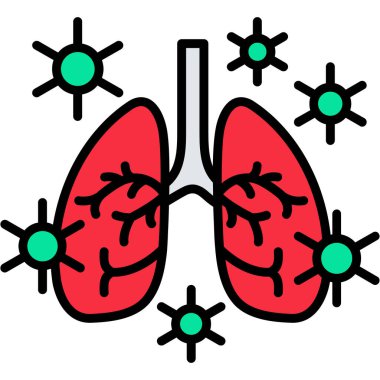 Akciğer ikonu. Web için akciğer vektör simgelerinin özet çizimi