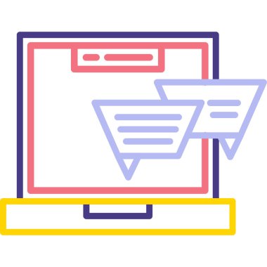 E- posta simgesi simgesi olan bilgisayar monitörü, basit vektör illüstrasyonu