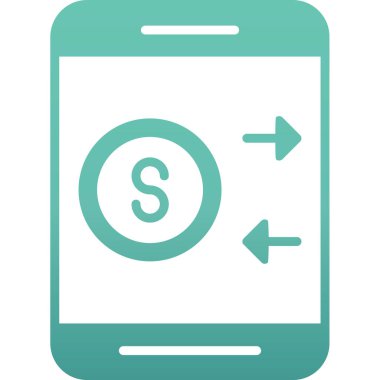 ödemeli cep telefonu düz yuvarlanmış vektör simgesi