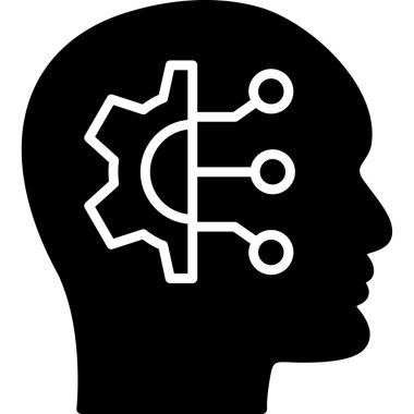 Çarkları olan bir kafa. Web simgesi basit illüstrasyon