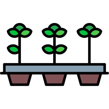 saksı ikonunda bitki. Bahçe vektör illüstrasyon renginin özet biçimi