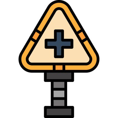 Yol işareti simgesi. dış hat uyarı vektör rengi düz izole