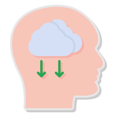 Bulut simgesi olan bir beyin, vektör illüstrasyonu