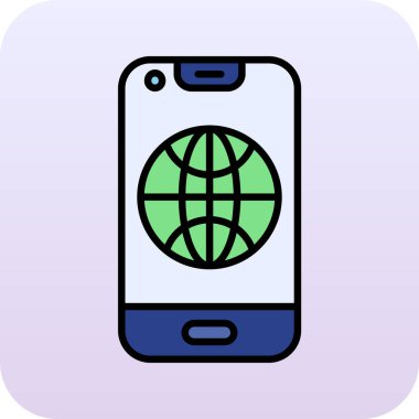 mobil dünya ikonu vektör illüstrasyonu