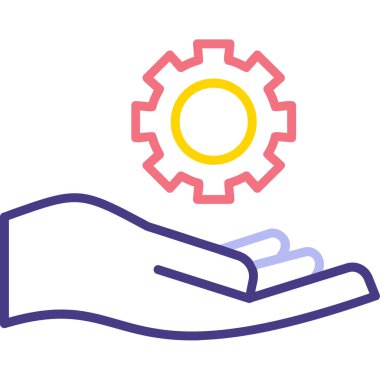 Vites simgesini tutan bir elin vektör çizimi