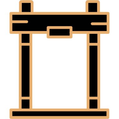 Tahta bank simgesi renk ana hatları vektörü