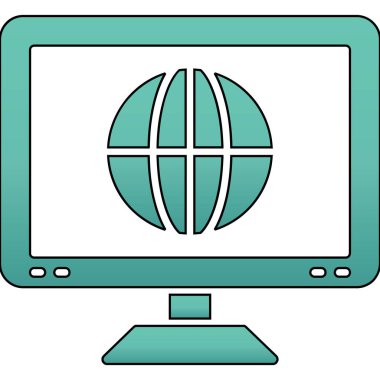 Bilgisayar monitörü simgesi. beyaz arkaplanda izole edilmiş web tasarımı için dizüstü bilgisayar vektör simgesinin çizgi film biçimi