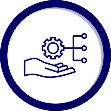 Basit bir şekilde izole edilmiş arkaplan içindeki el simgesi içindeki dişliler