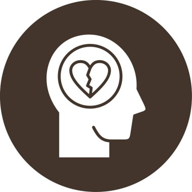 Kırık kalp ikonuna sahip beyin, vektör çizimi tasarımı