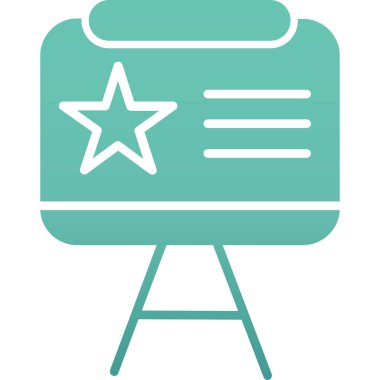 Beyaz arkaplan üzerinde bir harita ve bir tahtası olan yıldız vektör simgesi