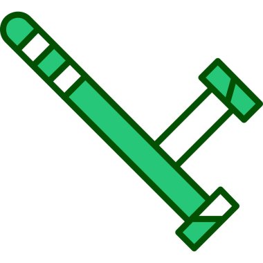 Beyaz arkaplanda yeşil çizgi ahşap balta simgesi var. Oduncu balta. Balta sembolü. vektör illüstrasyonu.