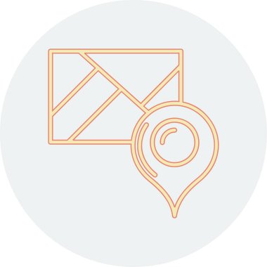 Konum kodu simgesi içeren zarf postası. Posta dağıtım sembolü. Posta kodu. Beyaz arkaplanda posta ana hatları simgesi. Harf işareti. özet