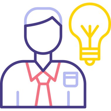 Fikri olan bir adam. Web simgesi basit illüstrasyon