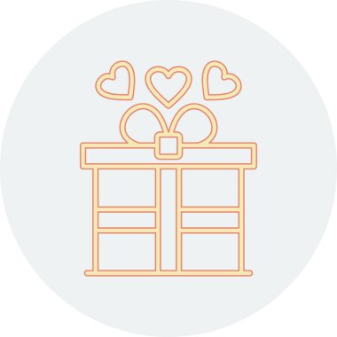 Kalp ikonlu hediye kutusu. satır biçimi