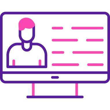 Bilgisayarlı adam. Web simgesi vektör illüstrasyonu