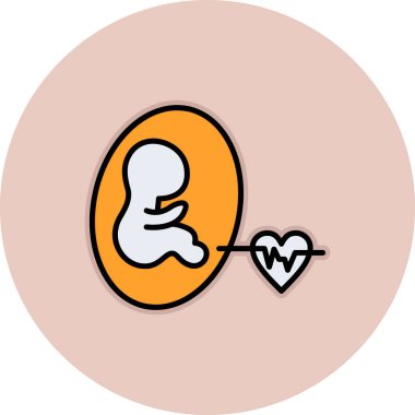 Bir kalp ve bebek simgesinin vektör çizimi