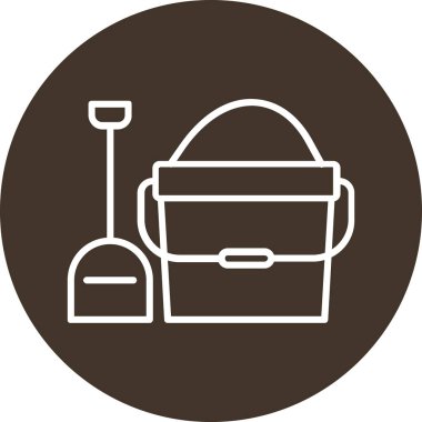 Kova ve süpürge. vektör illüstrasyonu