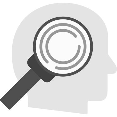 Büyüteçli beyin. vektör illüstrasyonu