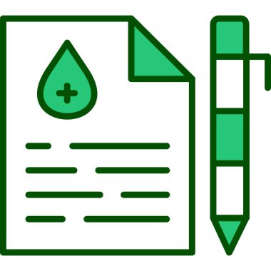 Beyaz zemin üzerinde kan ve tıbbi sembol olan yeşil pano. İşaretleme simgesiyle klinik kaydı. vektör illüstrasyonu