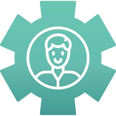 Moda stili izole edilmiş arka planda dişli simgesi olan adam