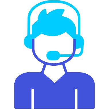 Destek operatör vektör simgesi. Tarzıdır düz sembolü, kobalt rengi, yuvarlak açılar, beyaz arka plan