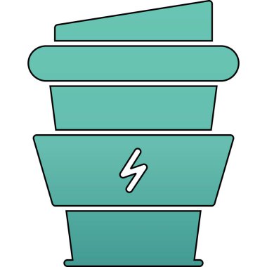 Pil enerji simgesi renk ana hatları vektörü