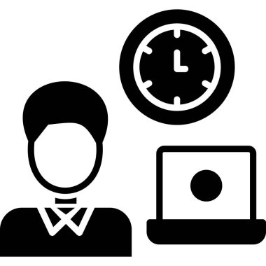 iş yönetimi düz simgesi, vektör illüstrasyonu