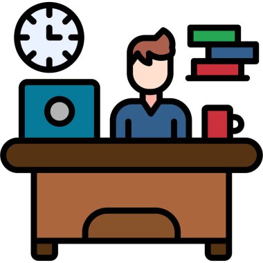 Bilgisayar simgesi, vektör illüstrasyonlu masa