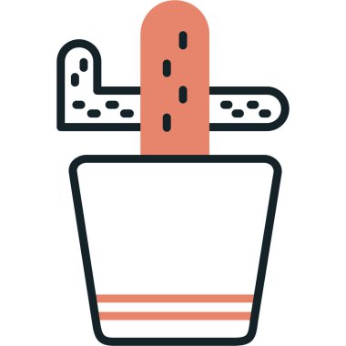 Tenceredeki bir kaktüsün vektör çizimi