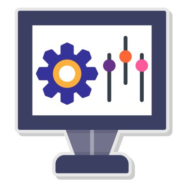 bilgisayar ve dişli simgesi. vektör tasarımı