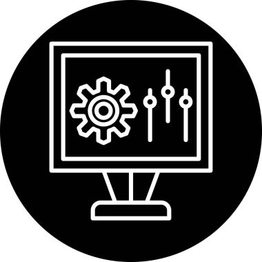 Bilgisayar simgesi. Web için basit elektronik teknoloji vektör simgeleri çizimi