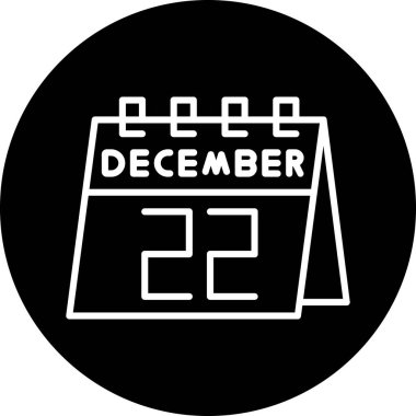 Takvim simgesi beyaz arkaplanda izole edildi. Aralık takvimi vektör illüstrasyonu.