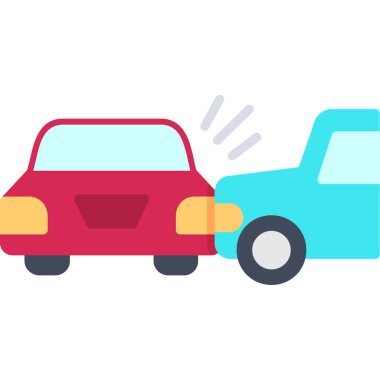 Araba kaza düz simgesi, vektör, illüstrasyon