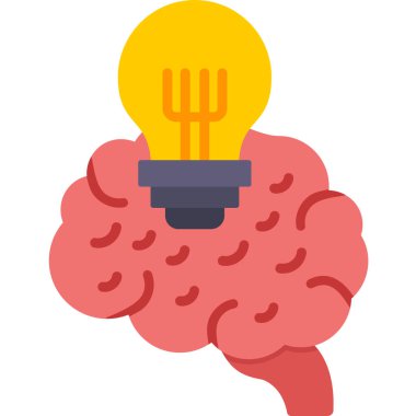 Beyin fikri zihin simgesi düz stilde