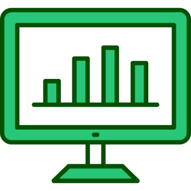 Yeşil çubuk grafiği gösteren bilgisayar ekranı