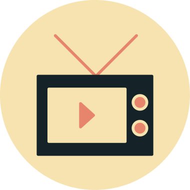 Retro televizyon. Basit düz vektör çizimi. Açık gri ve siyah renk sembolü