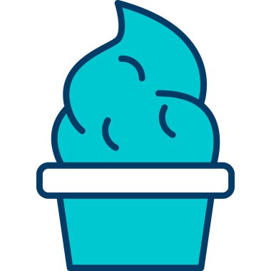 Dondurma ikonu vektörü. Taslak krema işareti. renk kontur sembolü resimlemesi