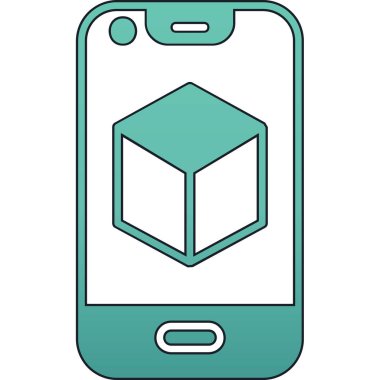 Bir küp simgesi olan cep telefonu. akıllı telefon ve akıllı telefon vektör ikonu rengi düz izole
