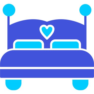 beyaz arkaplanda izole edilmiş yatak simgesi ve vektör illüstrasyonu