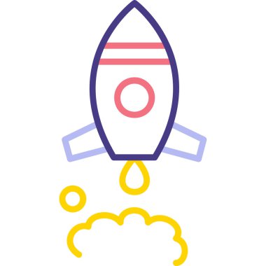 Roket. Web simgesi basit illüstrasyon