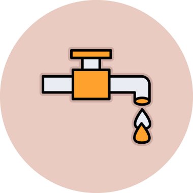 Su musluğu simgesi renk ana hatları vektörü