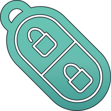 Mavi ve beyaz asma kilidin vektör çizimi