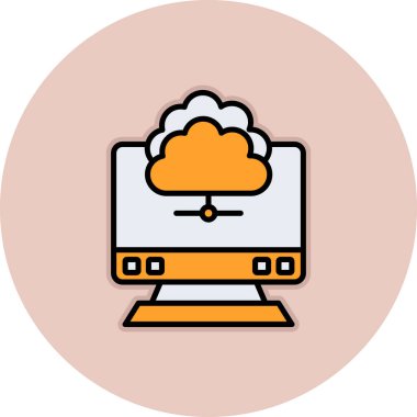 Bulut Hesaplama. Web simgesi basit illüstrasyon