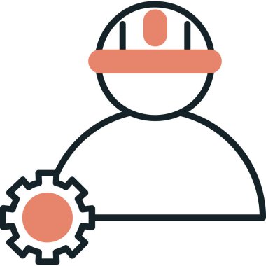 şapka simgesi olan avatar işçisi, vektör illüstrasyonu