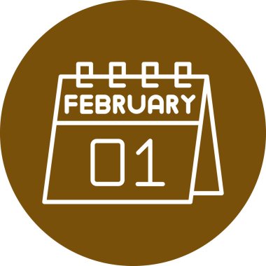 Beyaz arka planda Şubat Glyph simgesi. vektör illüstrasyonu